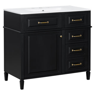 Modern Bathroom Vanity With Sink Top, Flip Drawer Design