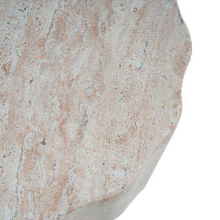 Elegant Indoor / Outdoor Lightweight Concrete Side Table With Travertine - Beige