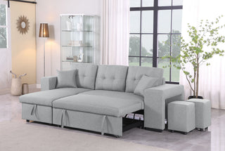 Daniel - Upholstered Reversible Sectional With Pull Out Loveseat - Light Gray