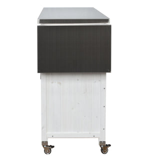 Foldable Outdoor Kitchen Island With Lockable Wheels, Storage Cabinet And Towel Rack For Patio