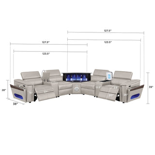 Nova - Sectional With Bluetooth Speaker, LED And Lifting Wine Cabinet