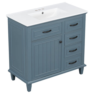 Modern Bathroom Vanity With Sink Top, Flip Drawers, Adjustable Shelf