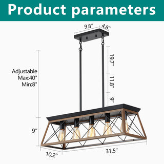 Chandelier Pendant Light For Dining Room Kitchen, 5 Light Fixture With Adjustable Height