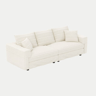 Deep Seat Convertible Sofa With Soft Pillows And Ottomans