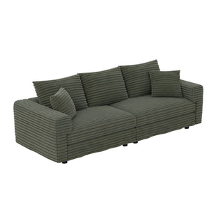 Convertible Deep Seat Sofa With Soft Pillows And Ottomans