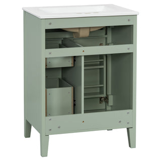 Bathroom Vanity With Sink, 3 Drawers & Cabinet With 2 Tier Door Storage Rack, Soft Close Doors & Drawers