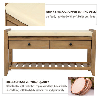 Multipurpose Entryway Shoe Rack With Cushioned Seat And Drawers