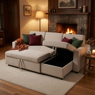 L - Shaped Convertible Sofa Bed With Storage Chaise