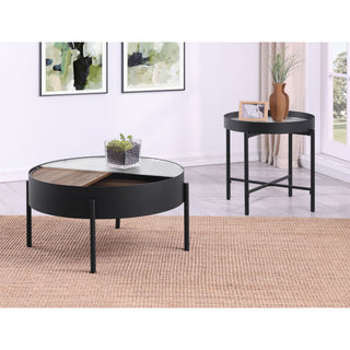 Rafael - 2 Piece Coffee Table Set With Sliding Storage - Tan / Black