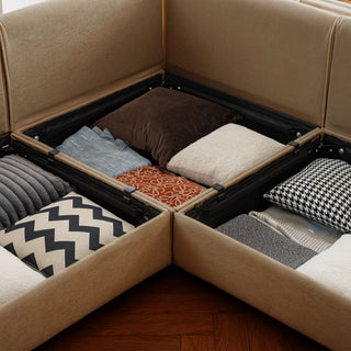 Stylish Sofa With Storage Seat And Cylindrical Backrest