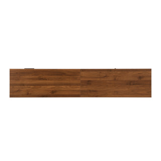 TV Stand, Media Console With 2 Drawers, Soft Closing Hinges, Adjustable Shelves, Slatted Design - Walnut
