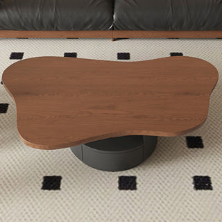 Cloud Coffee Table With 2 Drawers & Multi Layer Storage - Dark Walnut / Matt Black