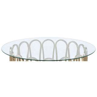 Round Glass Top Table With Polished Metal Base