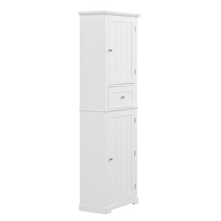 Tall Freestanding Bathroom Storage Cabinet With Drawer And Adjustable Shelf