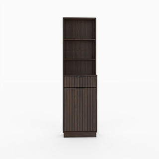 Tall Narrow Fluted Storage Cabinet With Trash Bin Compartment For Kitchen (Trash Can Not Included)