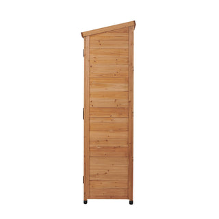 Outdoor Storage Shed With Vertical Tool Cabinet For Backyard