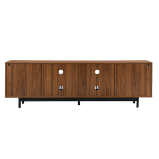 TV Stand, Entertainment Center With Slatted Doors, Cable Management, Soft Closing Hinges - Walnut
