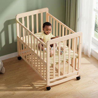 Portable Bedside Bassinet With 3 Heights, Mini Crib For Newborns - Natural Wood