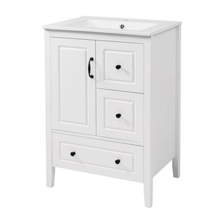 Freestanding Bathroom Vanity With Sink, Soft Closing Cabinet And Drawers - White