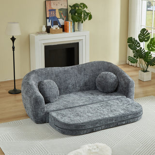 Curved Convertible Sofa, 2 In 1 Frameless Folding Sofa Bed With Pull Out Base And Deep Seat