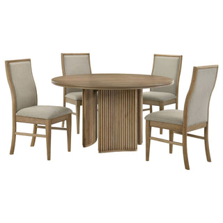 Dreydon - 5 Piece Round Dining Table Set With Chairs - Light Brown