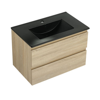 Wall Mounted Bathroom Vanity With Sink, 2 Soft Close Drawers