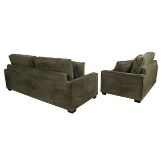 Sofa & Loveseat 2 Piece Set With Accent Pillows - Forest Green