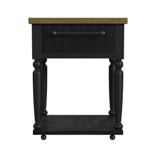 Heritage - Chopping Block Island With Casters - Oak Brown And Black
