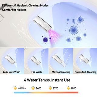 Unique Smart Toile With Built In Bidet, Auto Open / Close Seat, Foot Sensor, LED Display, Night Light, Warm Water & Dryer Ceramic