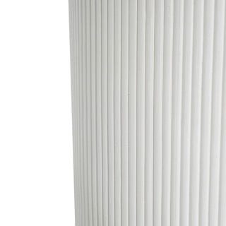 Handmade Side Table With Ribbed Design For Indoor And Outdoor Use - White