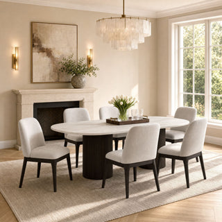 Sylvie - 7 Piece Standard Height Dining Set (Oval Table And Six Chairs) - Dark Brown
