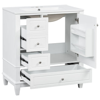 Freestanding Bathroom Vanity With Sink, Soft Close Door, 3 Drawers