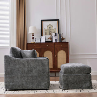 Accent Chair With Ottoman, Includes 2 Bolster Pillows