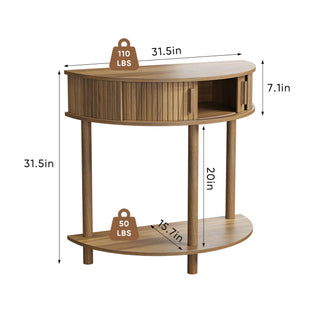 Half Moon Console Table For Living Room - Walnut