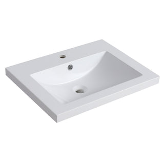 Bathroom Vanity Top With Integrated Sink, Center Basin, 1 Piece Countertop With Pre Drilled Faucet Hole - Glossy White