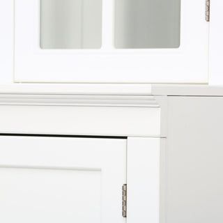 Retro Style Hutch Cabinet With Glass Door, China Cabinet For Home