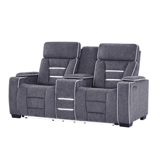 Austin - Console Reclining Loveseat With Storage Arms - Gray