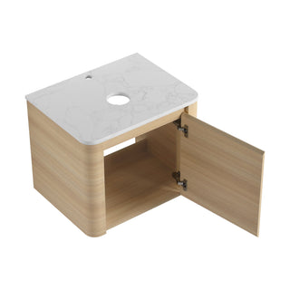 Mounted Bathroom Vanity With Art Sink, Storage Shelves, Soft Close Door
