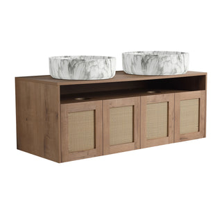Bathroom Vanity With Art Sink, 2 Soft Close Doors, Float Mounting Design
