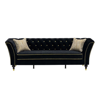 3 Person Sofa With Deep Seat, Tufted Backrest