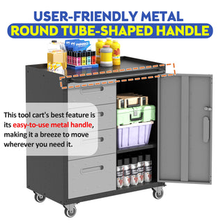 Sturdy Metal Tool Storage Cabinet With Wheels Durable Garage, Office & Home Organizer Steel