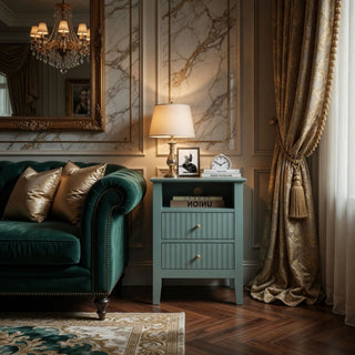 Fluted Nightstand With 2 Drawers