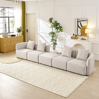 L-Shaped Modular Sectional Sofa With Ottoman, Living Room Furniture Set - Beige