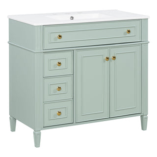 Bathroom Vanity With Sink, 3 Drawers & 2 Soft-Close Doors