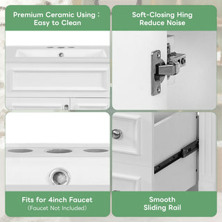 Bathroom Vanity With Sink, Compact Cabinet & 2 Drawers And Adjustable Shelf