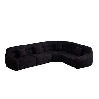 Luxury Curved Corner Sectional Sofa With 4 Pillows