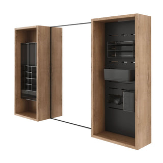 43.5" Mirror Cabinet With Storage, Wall Mounted Medicine Cabinet Frame With Shelves - Imitative Oak