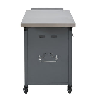 Foldable Outdoor Prep Station BBQ Cart With Trash Rack