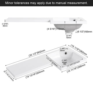 L-Shaped Wall Mounte Floating Bathroom Vanity With Integrated Sink