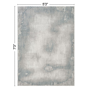 Geometrix - 5'3" X 7'3" Area Rug, Geometric 3D Effect - Ivory / Gray